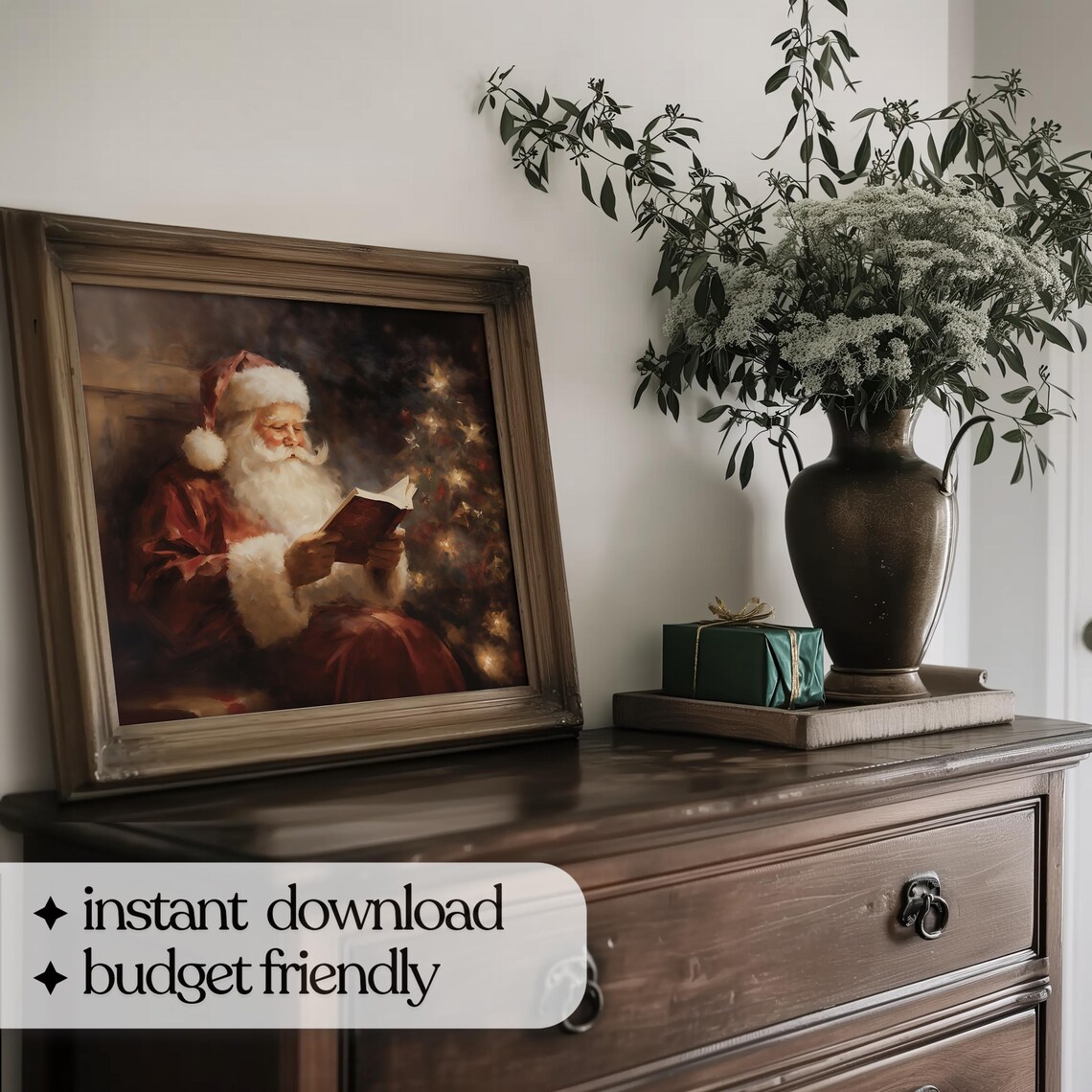 Santa Claus Reading Christmas Wall Art Print - Image 5