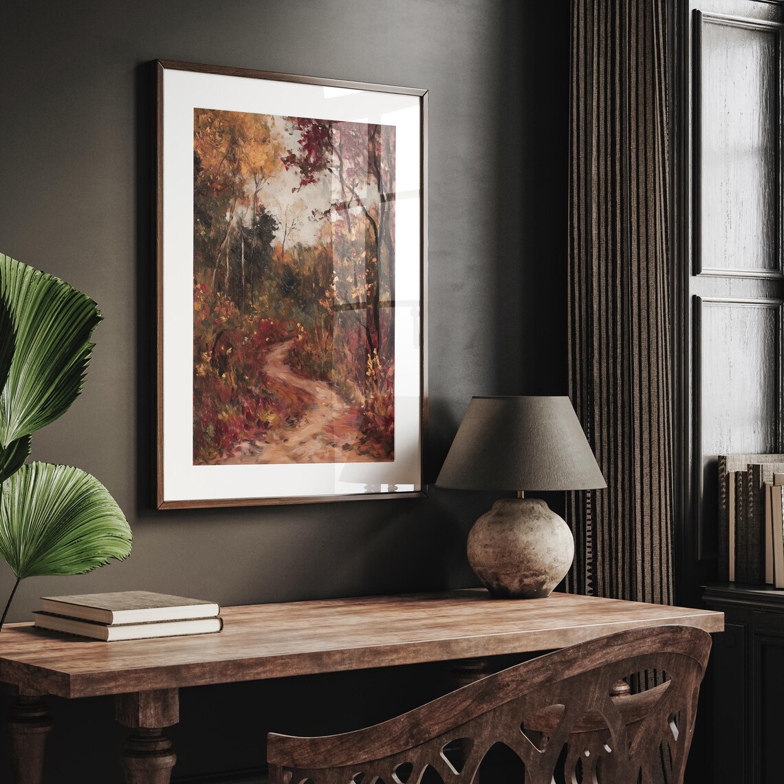 Fall Landscape Print, Moody Autumn Forest Art - Image 2