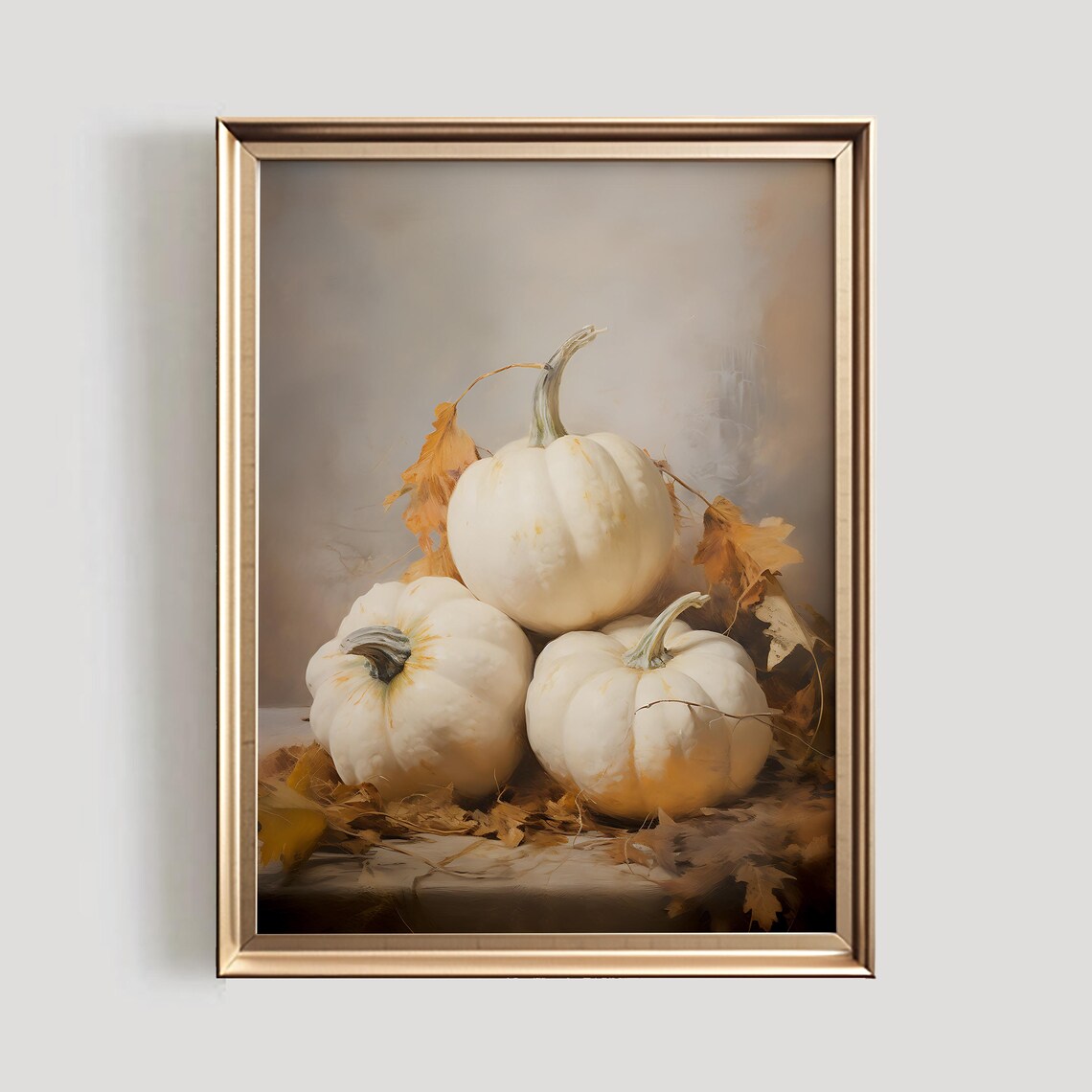 Pumpkin Painting, Vintage Style Autumn Still Life Art Print