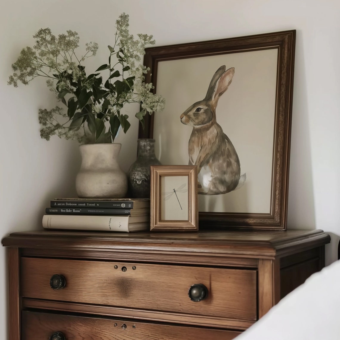 Watercolor Rabbit Neutral Background Cute Nursery Bunny Poster - Image 2