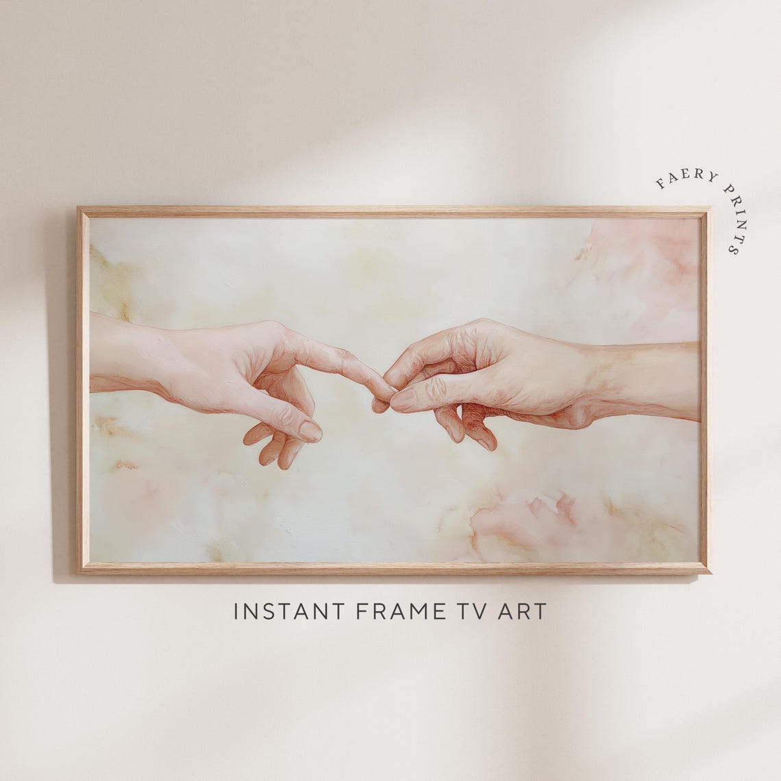 Romantic Reaching Hands Soft Pastel Classical Painting Wall Art