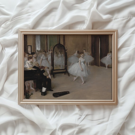 Ballerina Studio Print Wall Art Vintage Oil On Dancers Home Decor Rustic Pastel Rose Tutu Artwork 420