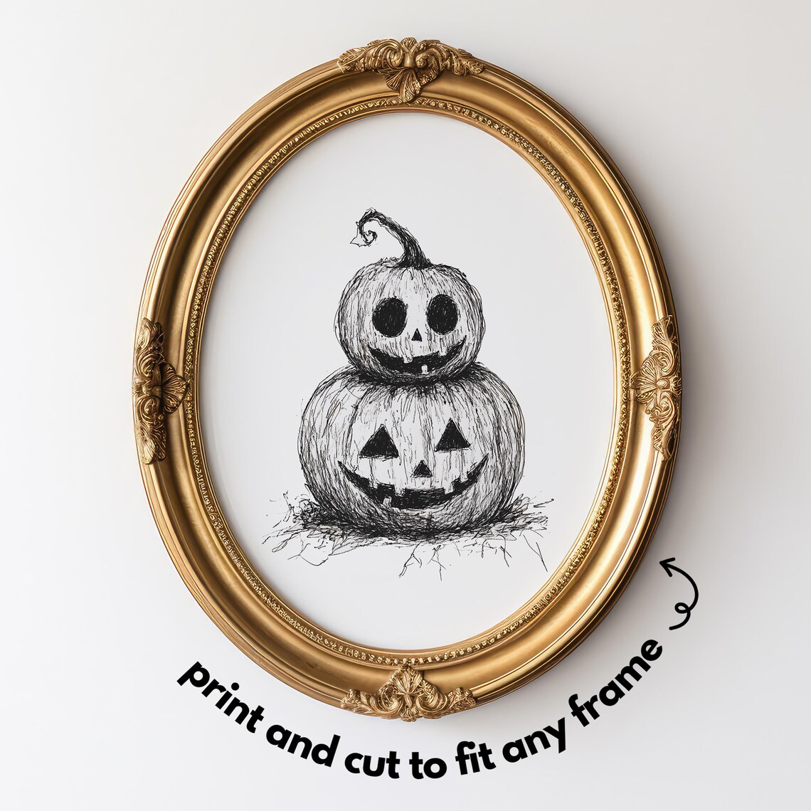 Carved Pumpkin Art Print, Minimalist Halloween Decor - Image 5