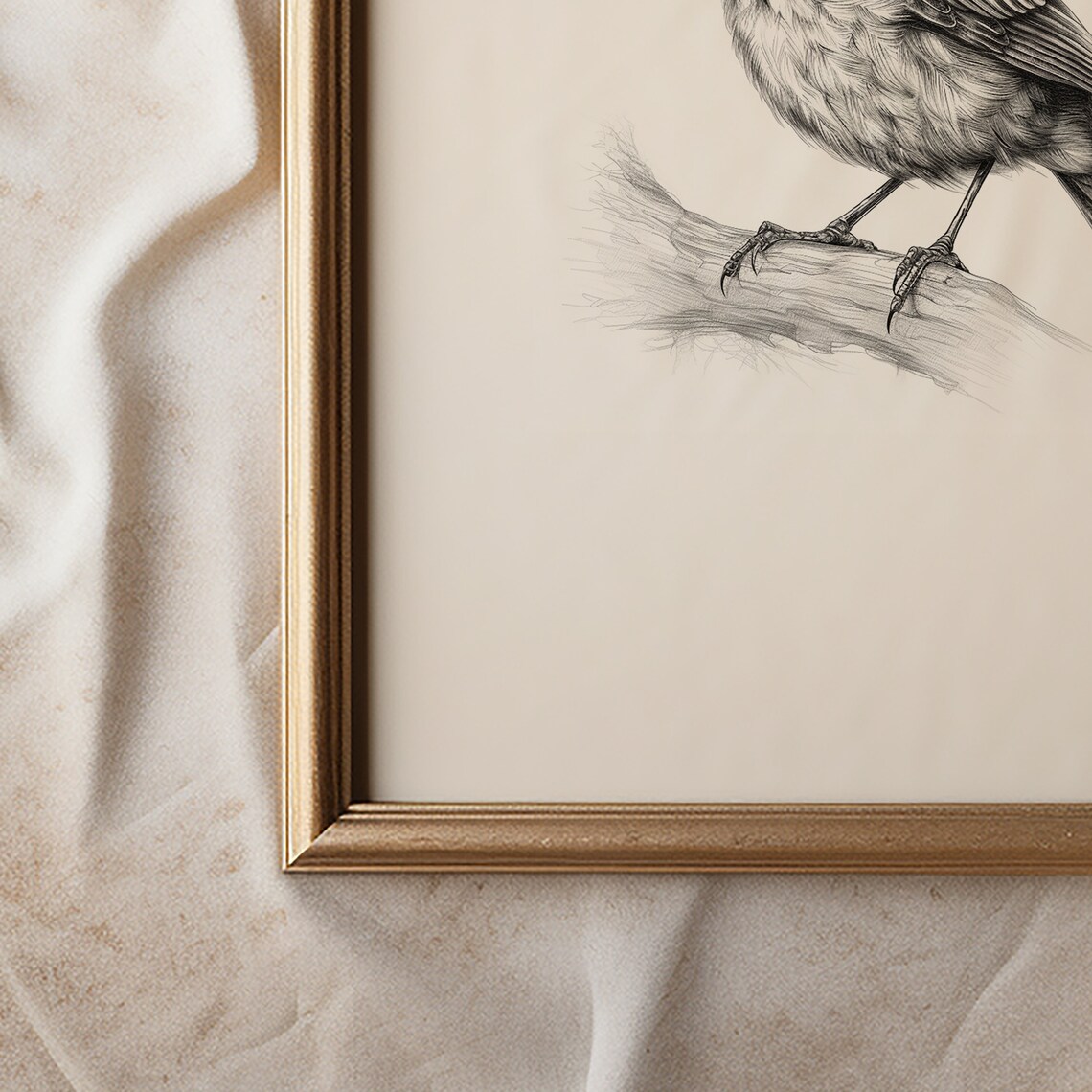 Chickadee Bird Sketch Art Print, Monochrome Drawing - Image 3