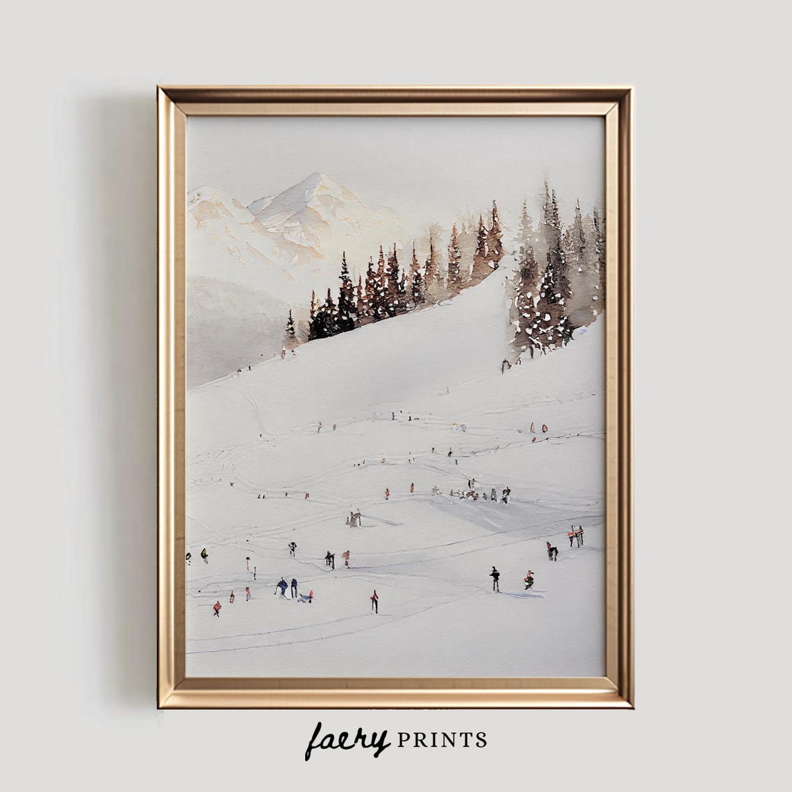 Ski Hill Painting, Watercolor Art Print