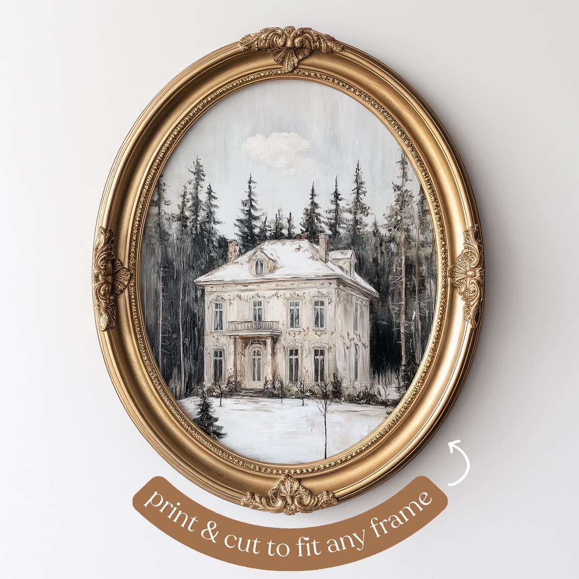 Winter House Art Print, Vintage Winter Home Decor - Image 4