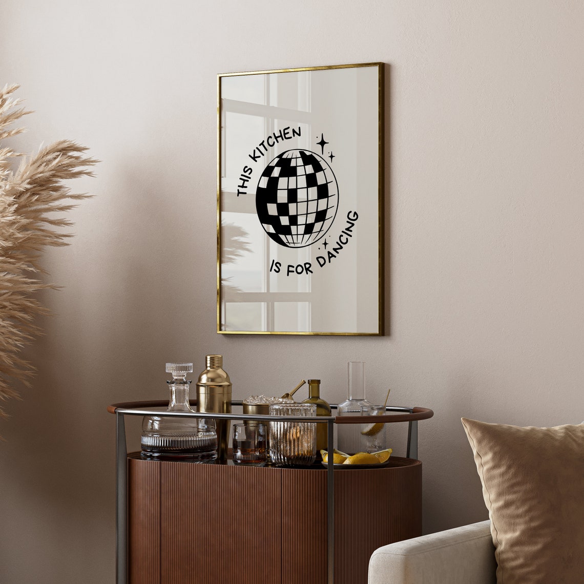 This Kitchen Is for Dancing Disco Ball Funny Kitchen Quote Poster - Image 3