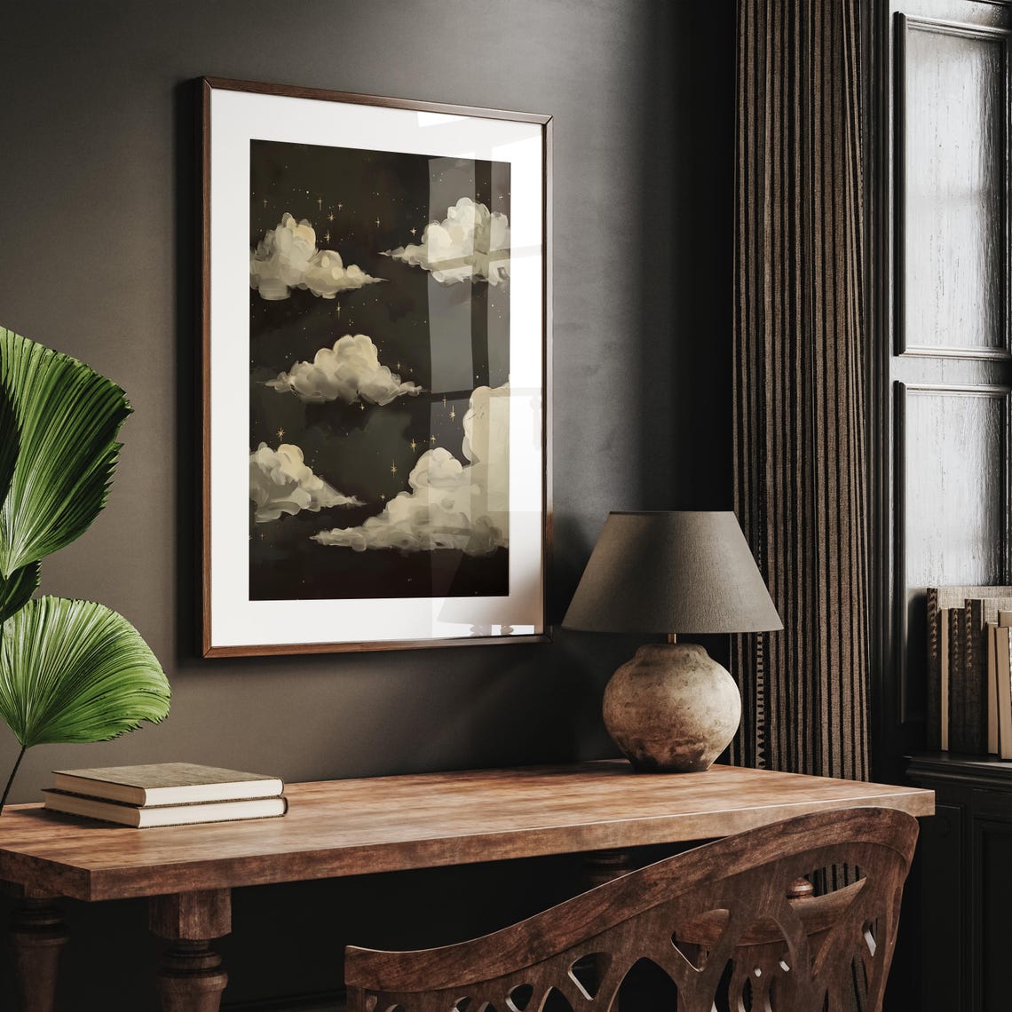Celestial Clouds Night Art Starry Sky Wall Art Elegant Stars At Night Decor Whimsical Dark Academia 1182 - Image 3