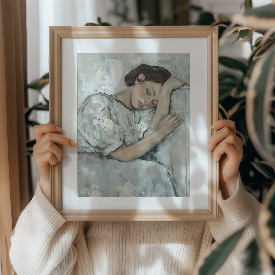 Woman Portrait Vintage Wall Art Print, Neutral Rustic - Image 4