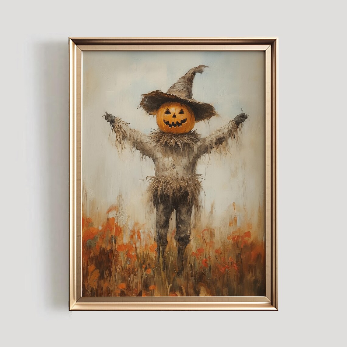 Rustic Halloween Scarecrow and Jack O Lantern Poster