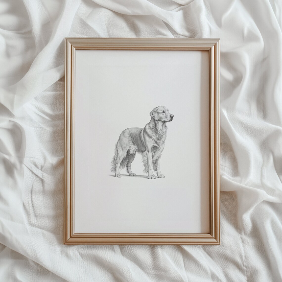 Golden Retriever Dog Sketch Art Print, Goldie