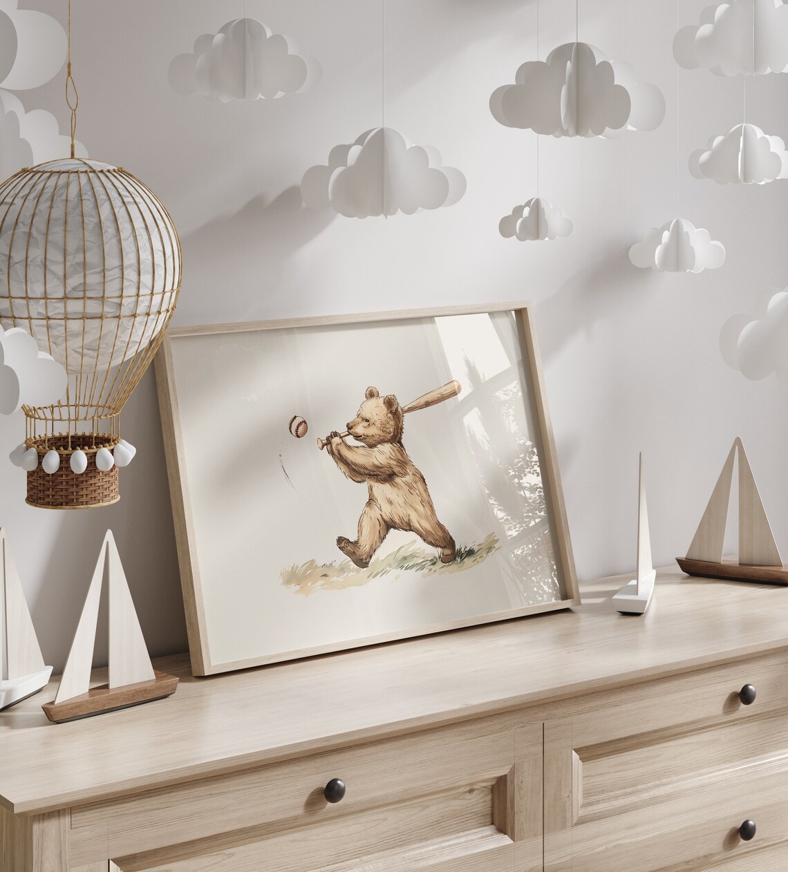 Bear Baseball Print, Vintage Nursery Art - Image 5