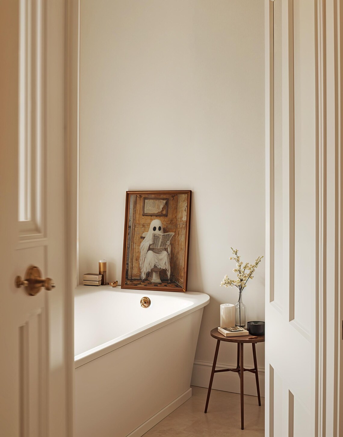 Ghost On Toilet Poster, Funny Halloween Bathroom Decor - Image 4