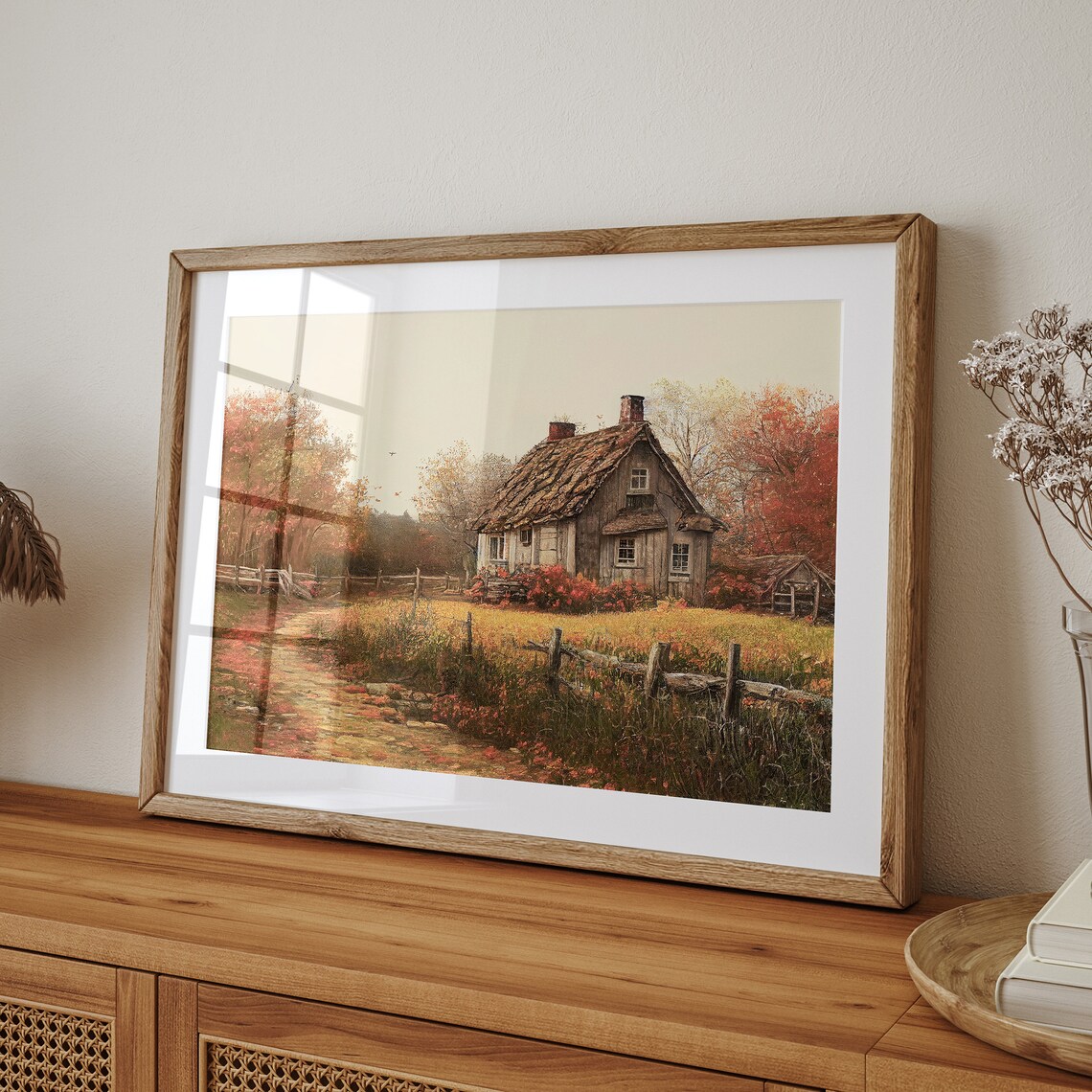 Autumn Landscape Country Cottage, Fall Farmhouse Art Print - Image 5
