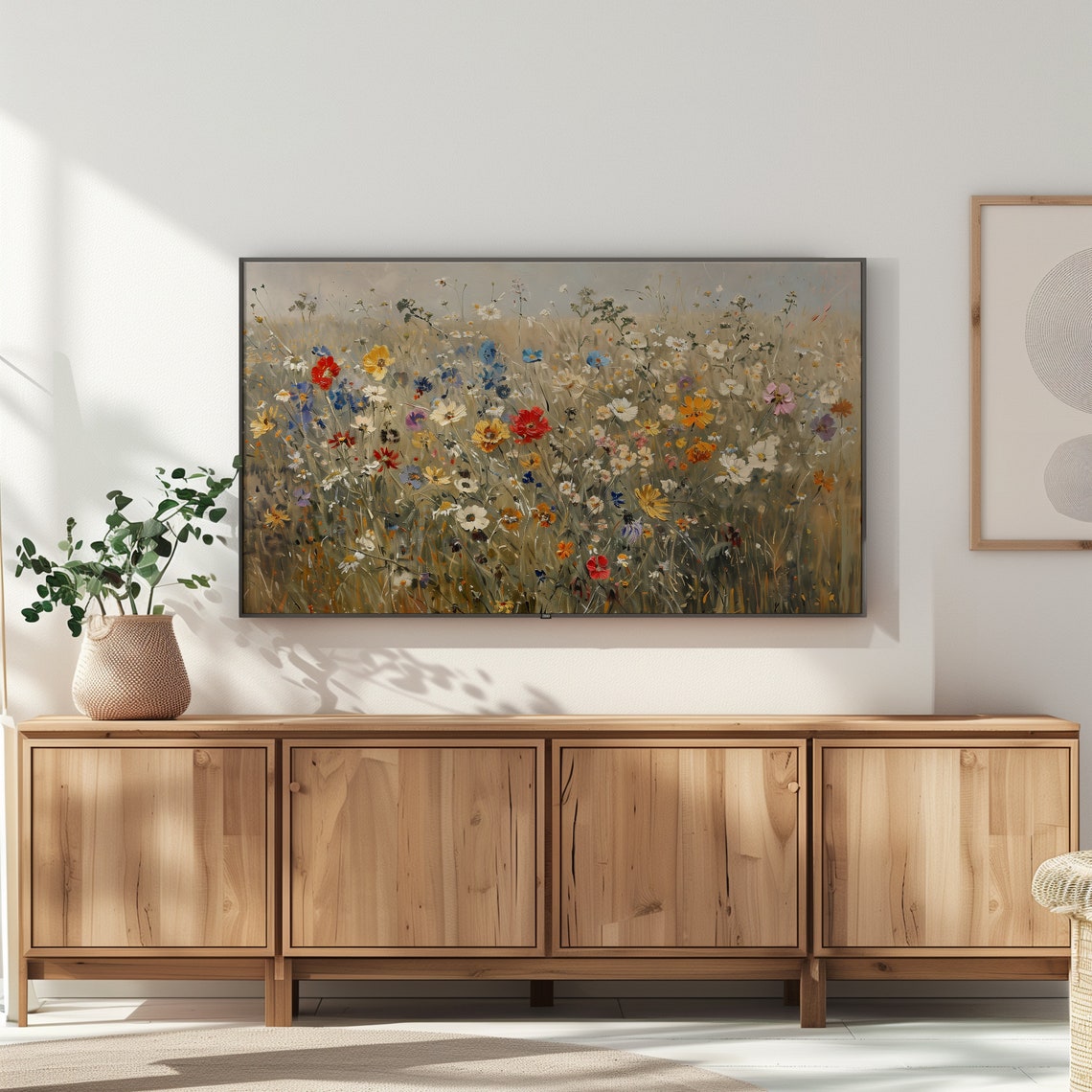 Spring Wildflower Meadow Burst With Colorful Blooms Painting Poster - Image 2