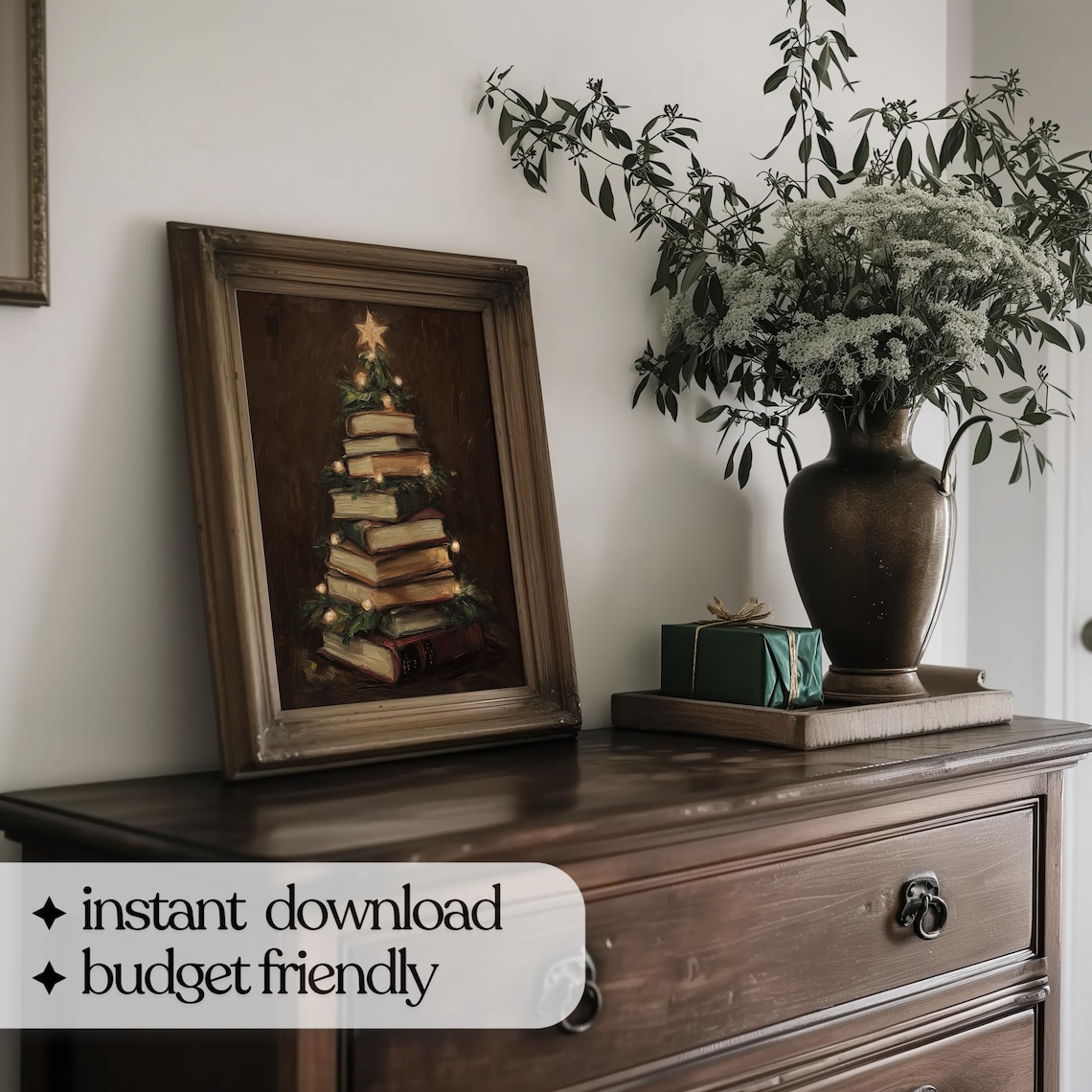 Book Christmas Tree, Festive Holiday Art Print - Image 4