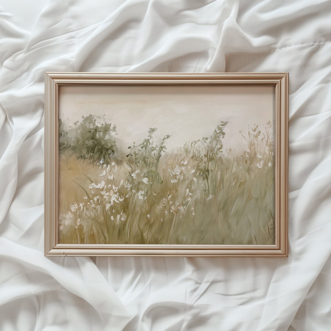 Wildflower Meadow Vintage Landscape Art Print