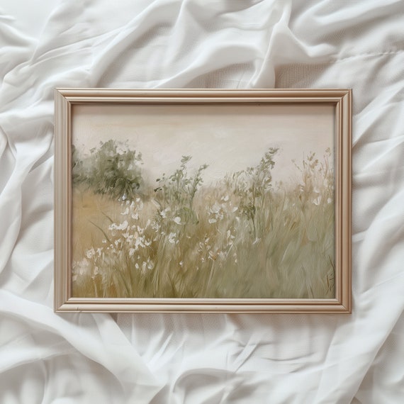 Wildflower Meadow Vintage Landscape Art Print