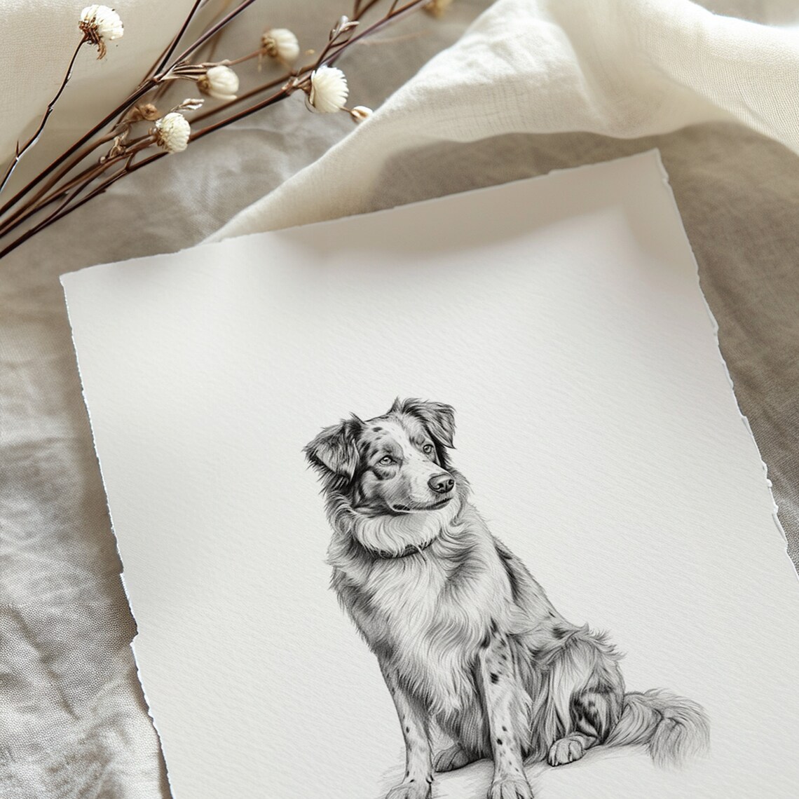 Australian Shepherd Sketch Art Print, Pet Decor - Image 5