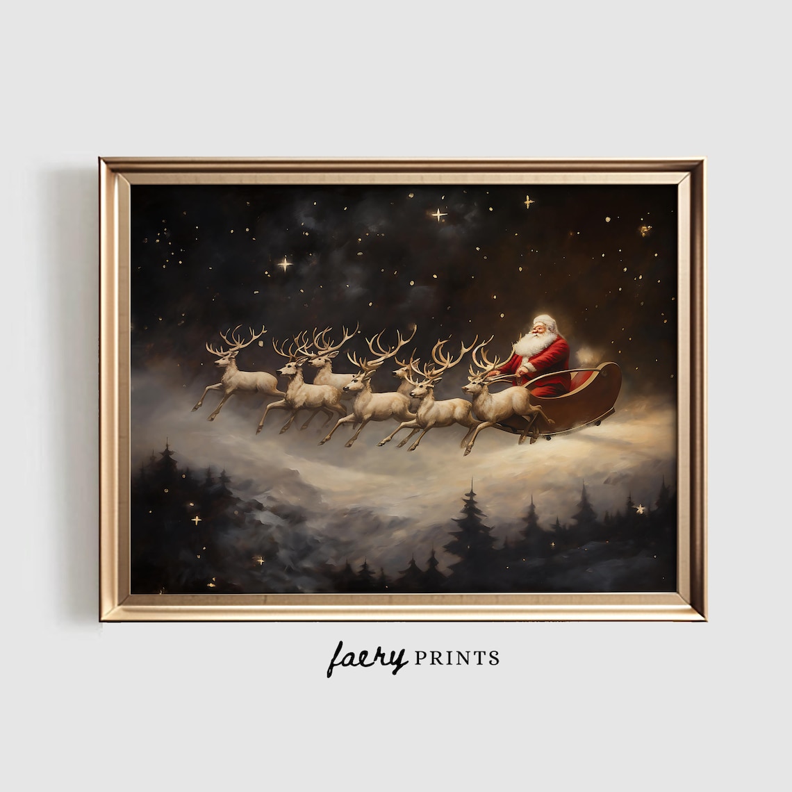Santa Claus Vintage Christmas Travel Poster Print