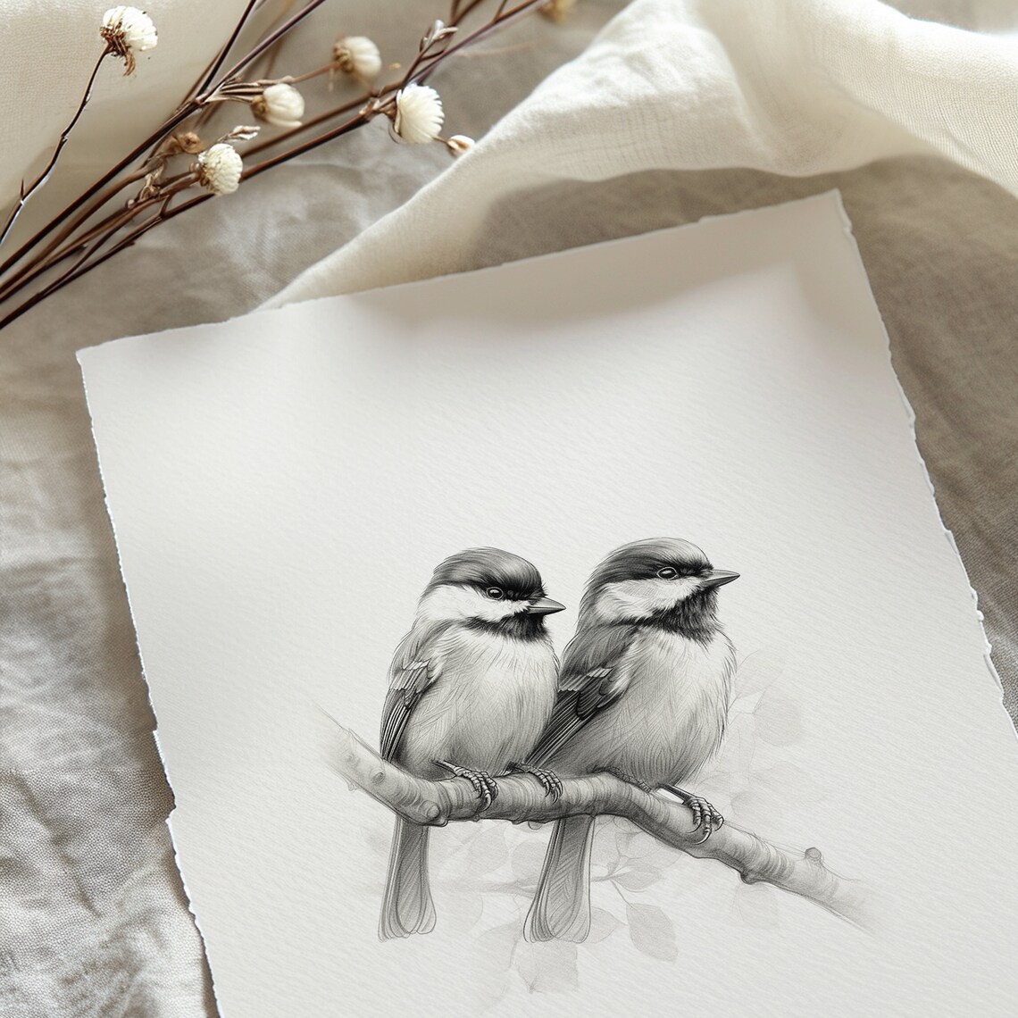 Chickadee Print, Monochromatic Nursery Art Print - Image 5