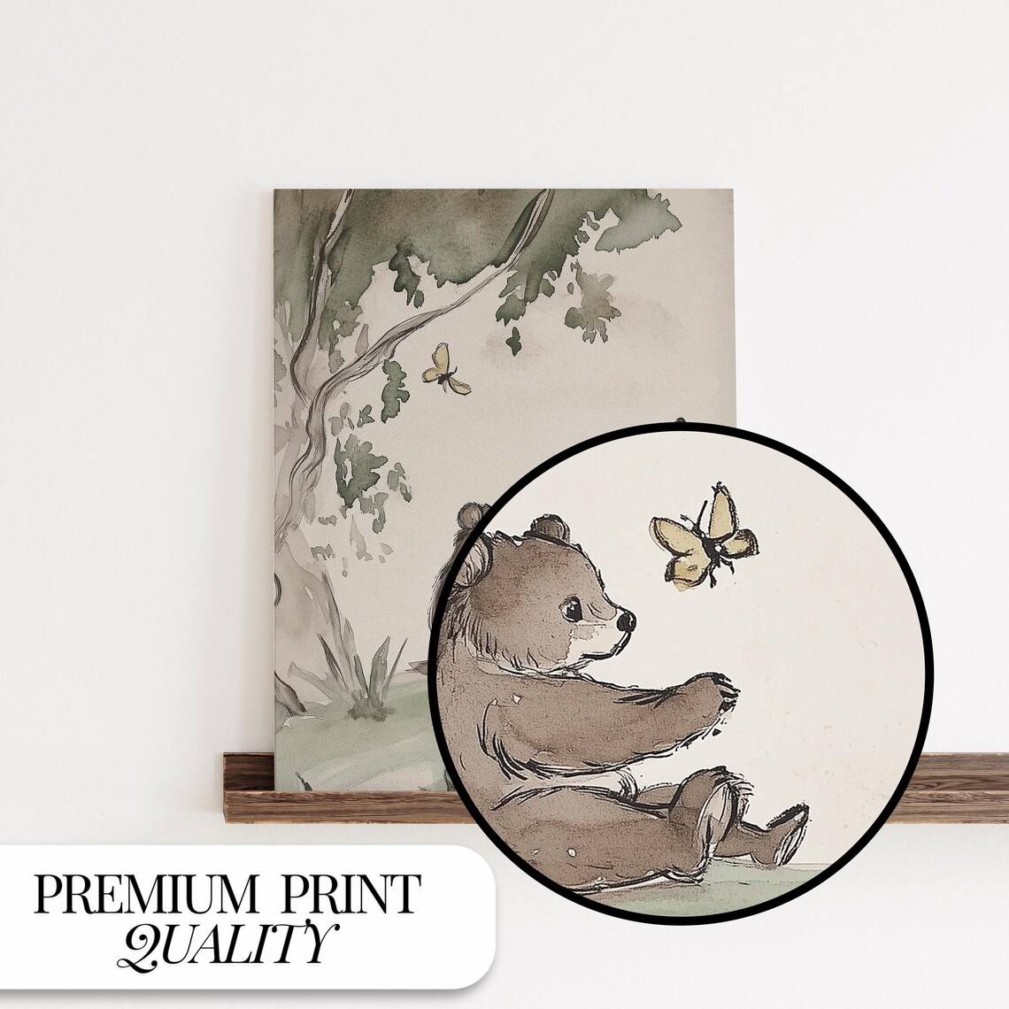 Woodland Nursery Bear Art Print, Vintage Animal Illustration - Image 3