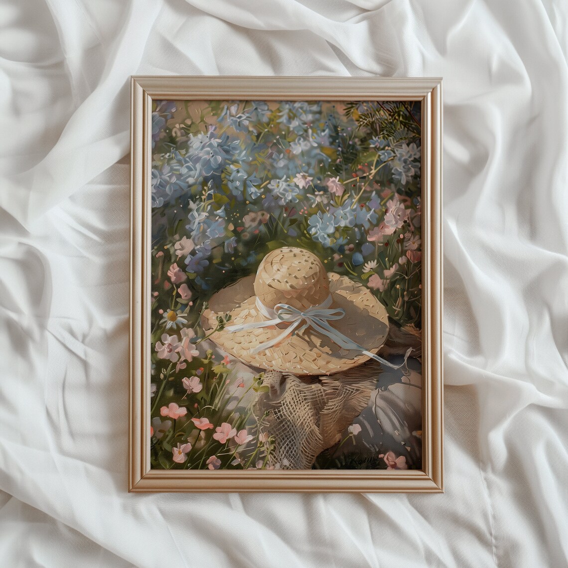 Spring Wildflower Meadow Art Print, Light Academia