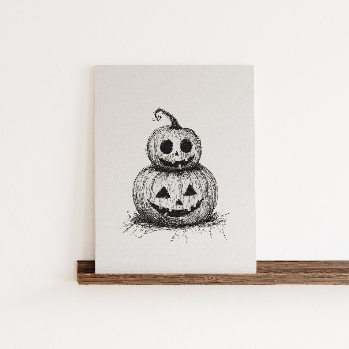 Carved Pumpkin Art Print, Minimalist Halloween Decor - Image 4