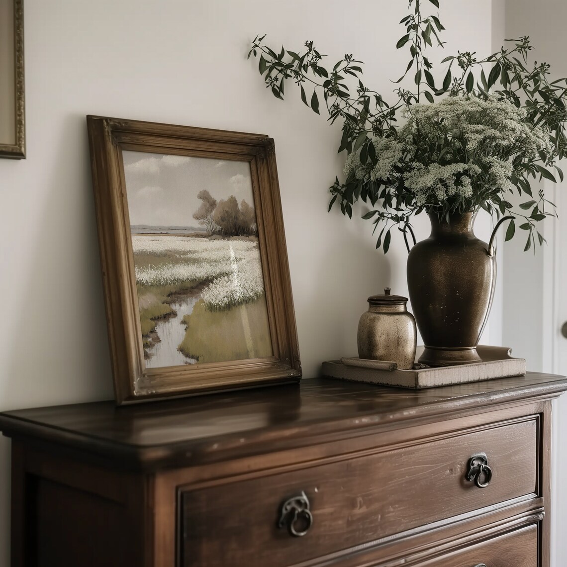 Meadow Landscape Print, Vintage Countryside Wildflowers - Image 5