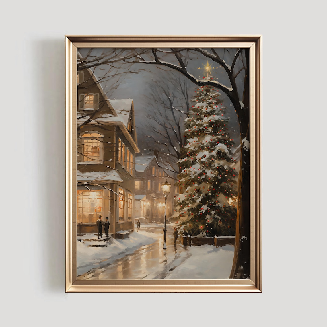 Christmas Town Vintage Style Village Art Print
