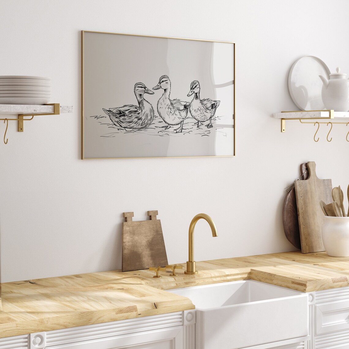 Duck Print Vintage Wall Art, Countryside Illustration - Image 2