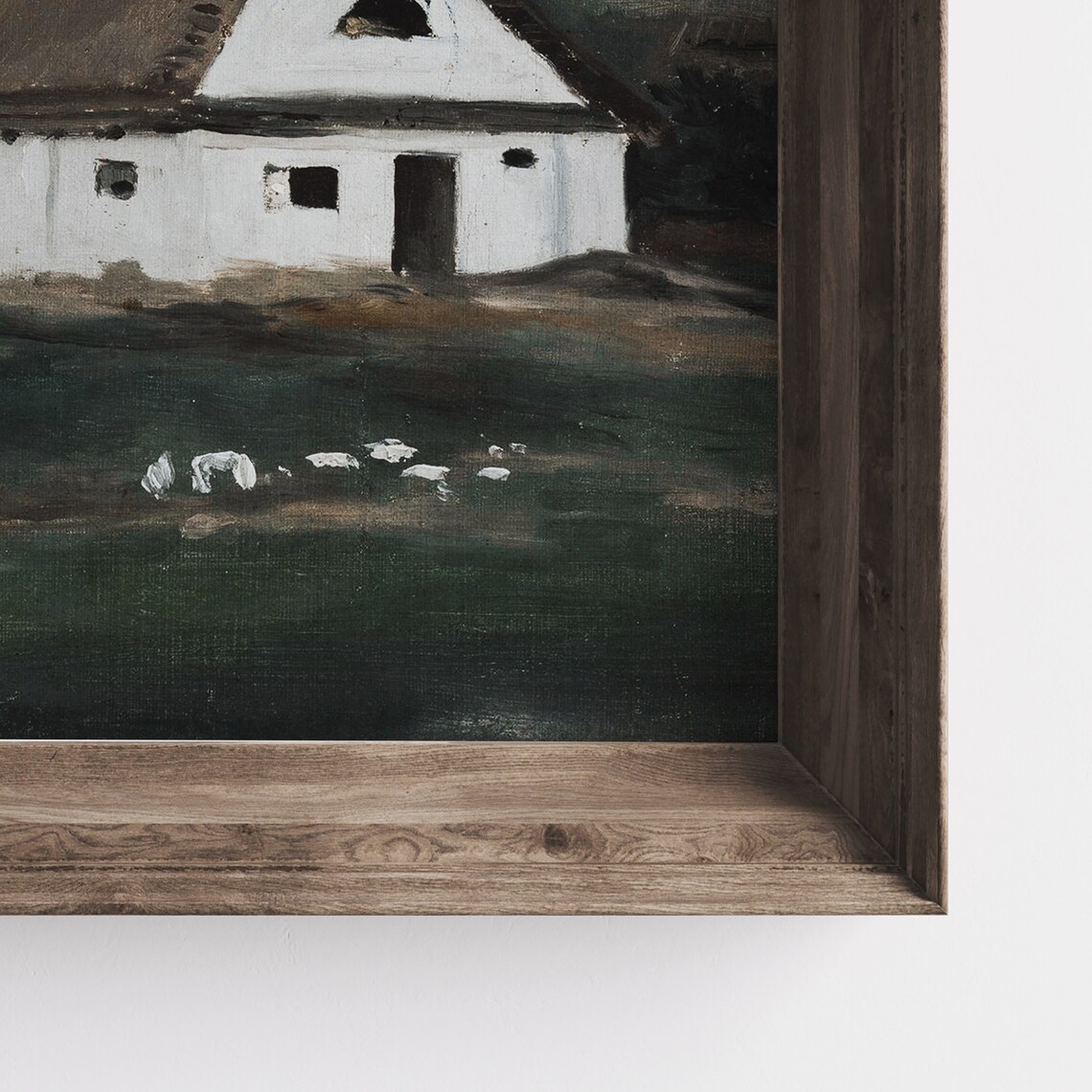 Thatched Cottage Sheep Field Folk Art Landscape Painting Poster - Image 2