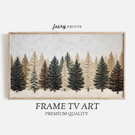 Winter Trees Art Print, Neutral Holiday Decor