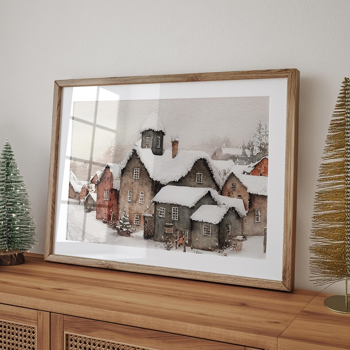 Winter Village Vintage Holiday Art Print - Image 3