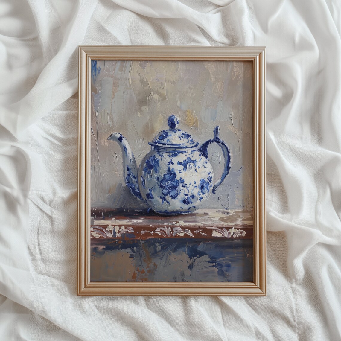 Rustic Teapot Vintage Farmhouse Wall Art Print