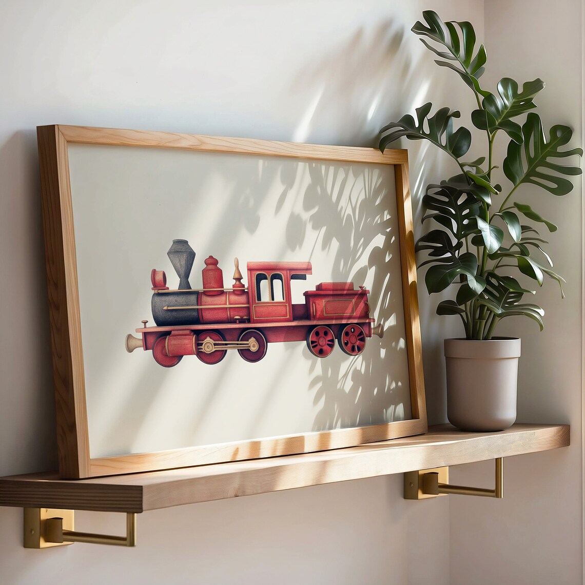 Red Train Vintage Nursery Wall Art Print - Image 3