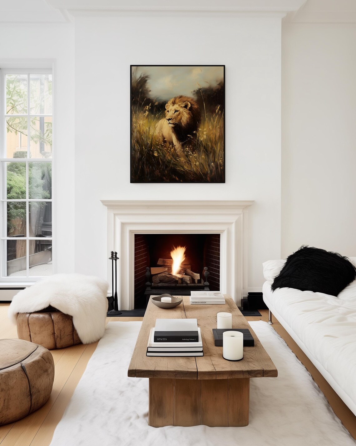 Antique Lion, Vintage African Landscape Art Print - Image 4