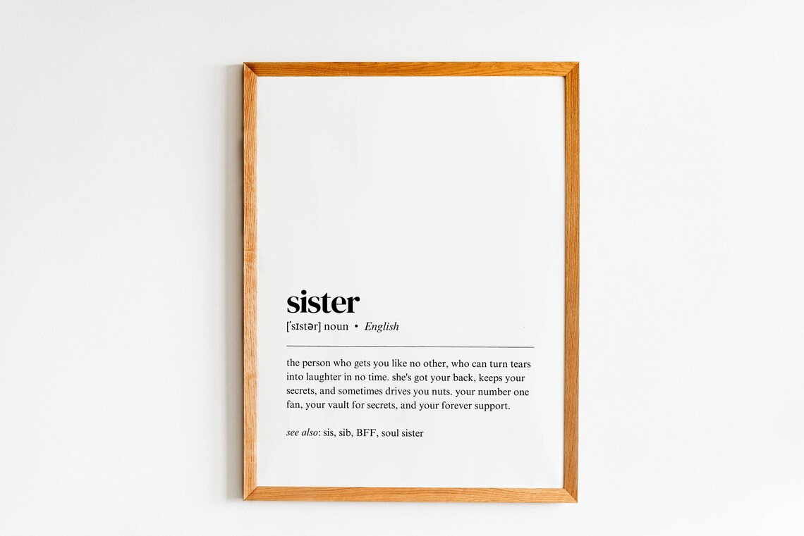 Sister Definition Print, Minimalist Wall Art