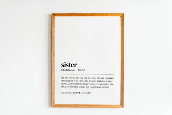 Sister Definition Print, Minimalist Wall Art