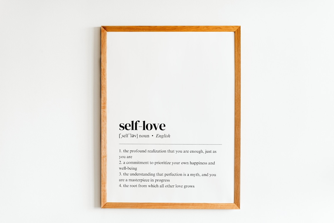 Self Love Definition Dictionary Style Minimalist Bedroom Affirmation Poster