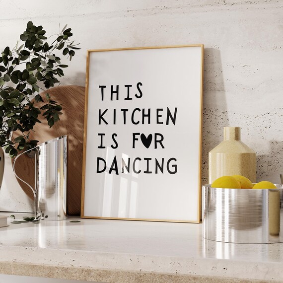 Aesthetic Kitchen Decor Cute Dance Art Black Kitchen Wall Art Print Minimalist Heart Print Trendy Kitchen Poster 1 Print