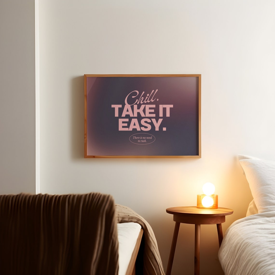 Chill Take It Easy Purple Gradient Retro Self Care Quote Poster - Image 2