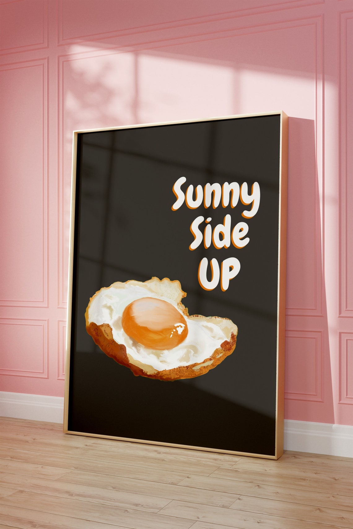 Sunny Side Up Fried Egg Retro Black Kitchen Quote Art Poster - Image 3