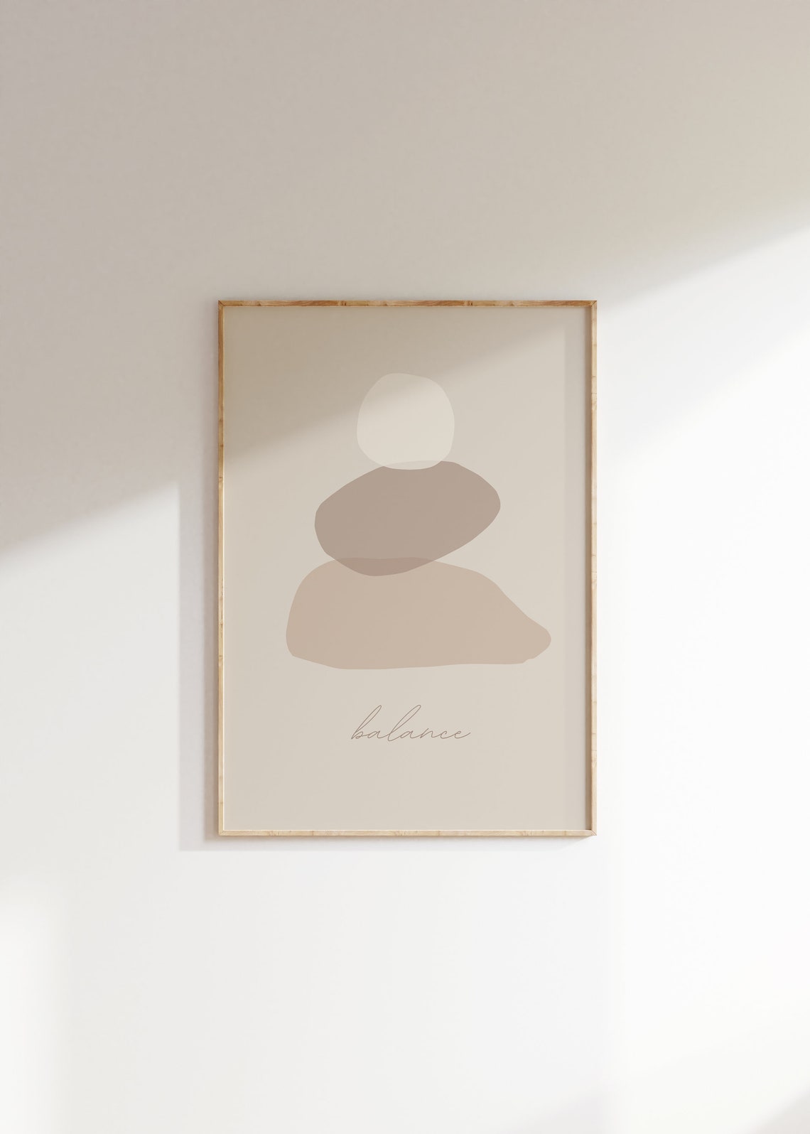 Beige Balance Wall Art Zen Mindfulness Poster Calming For Bedroom Living Room Or Yoga Studio