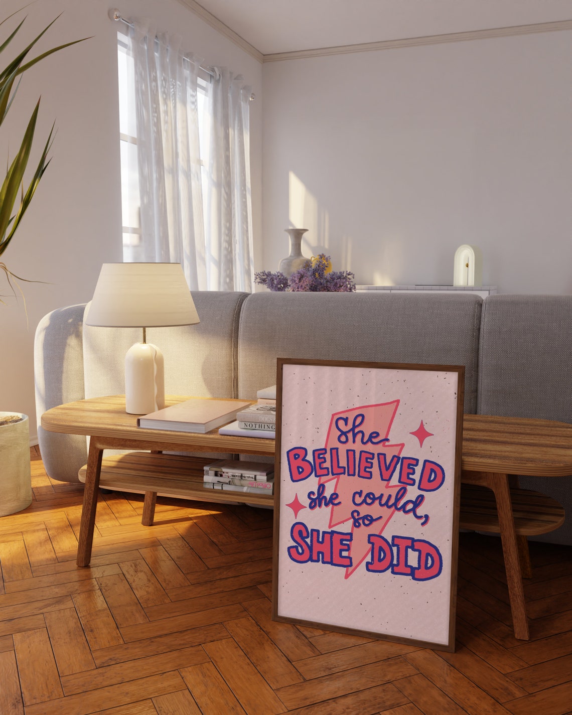 She Believed She Could So She Did Lightning Bolt Girl Power Poster - Image 3