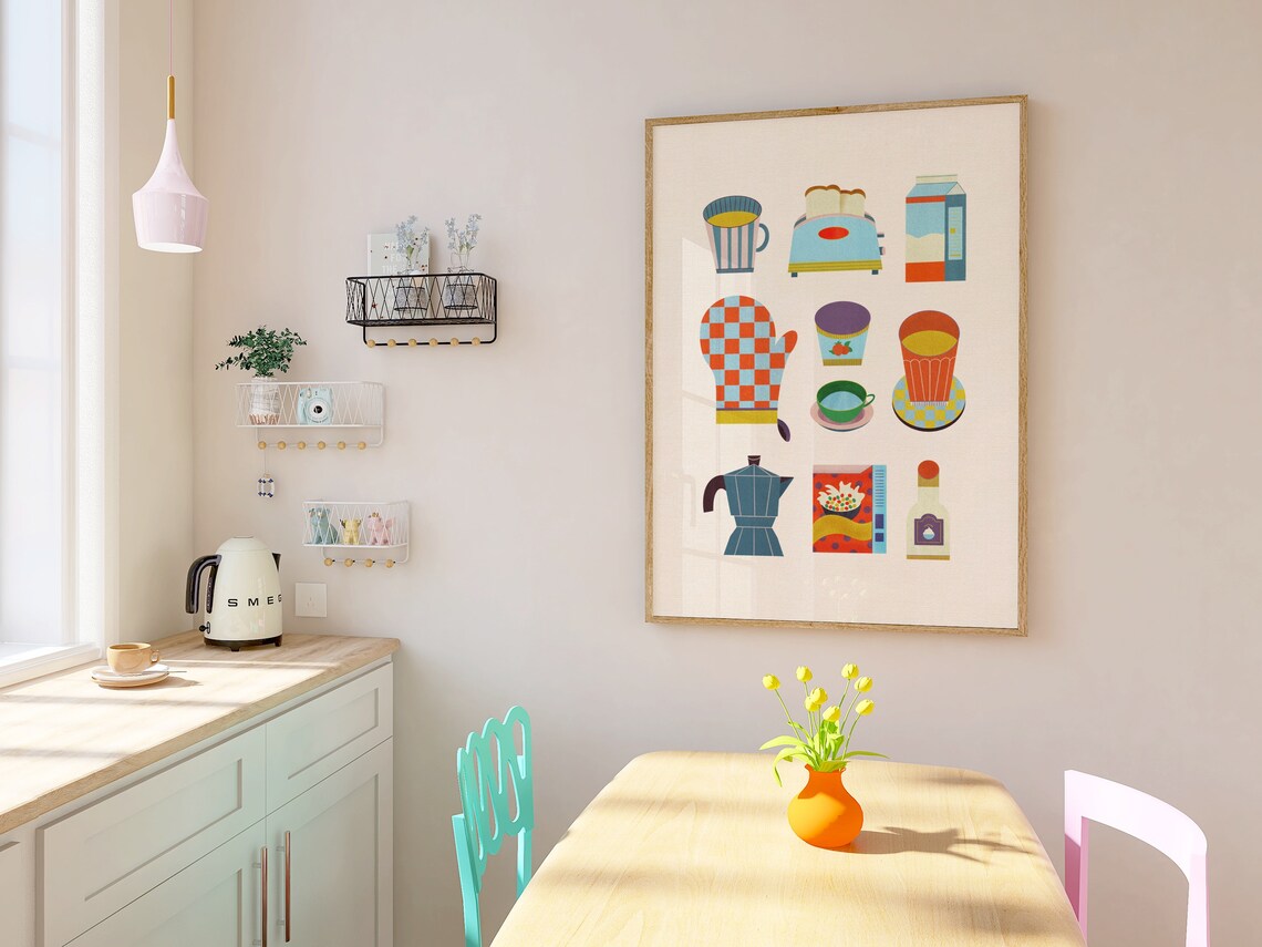 Retro Kitchen Items Poster, Cute Modern Kitchen - Image 3