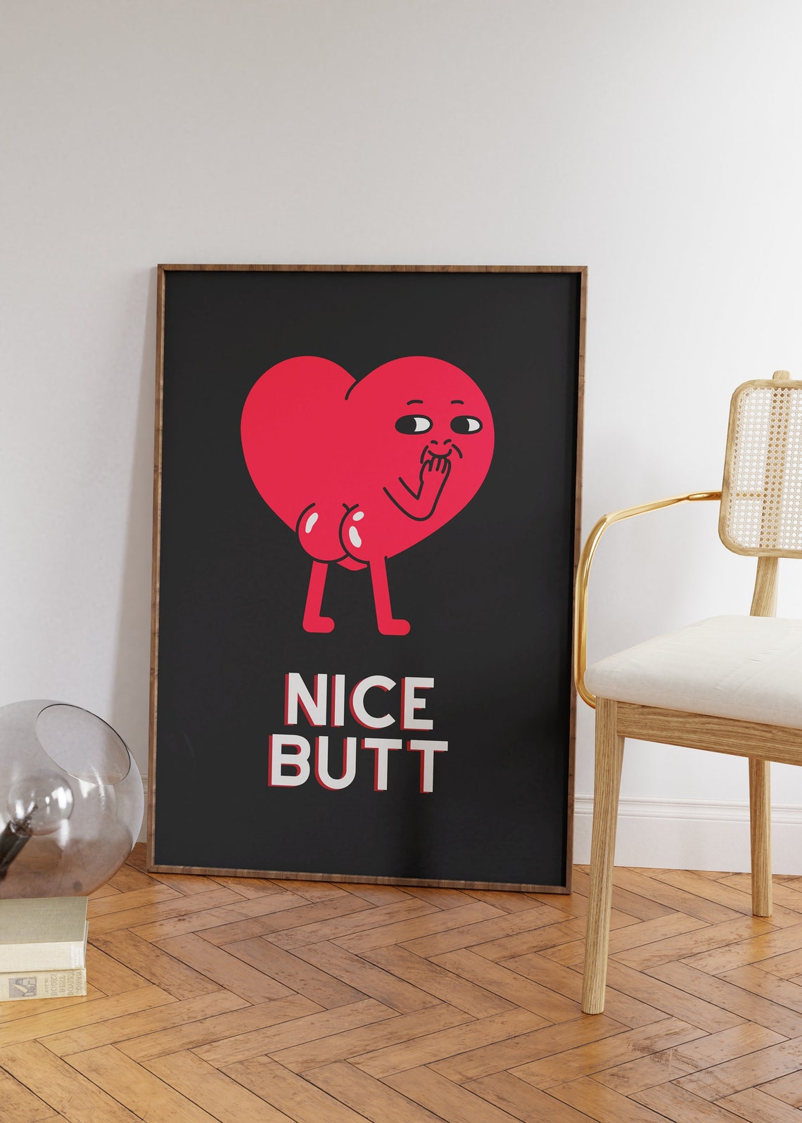 Nice Butt Funny Red Heart Character Cheeky Bathroom Wall Art - Image 3