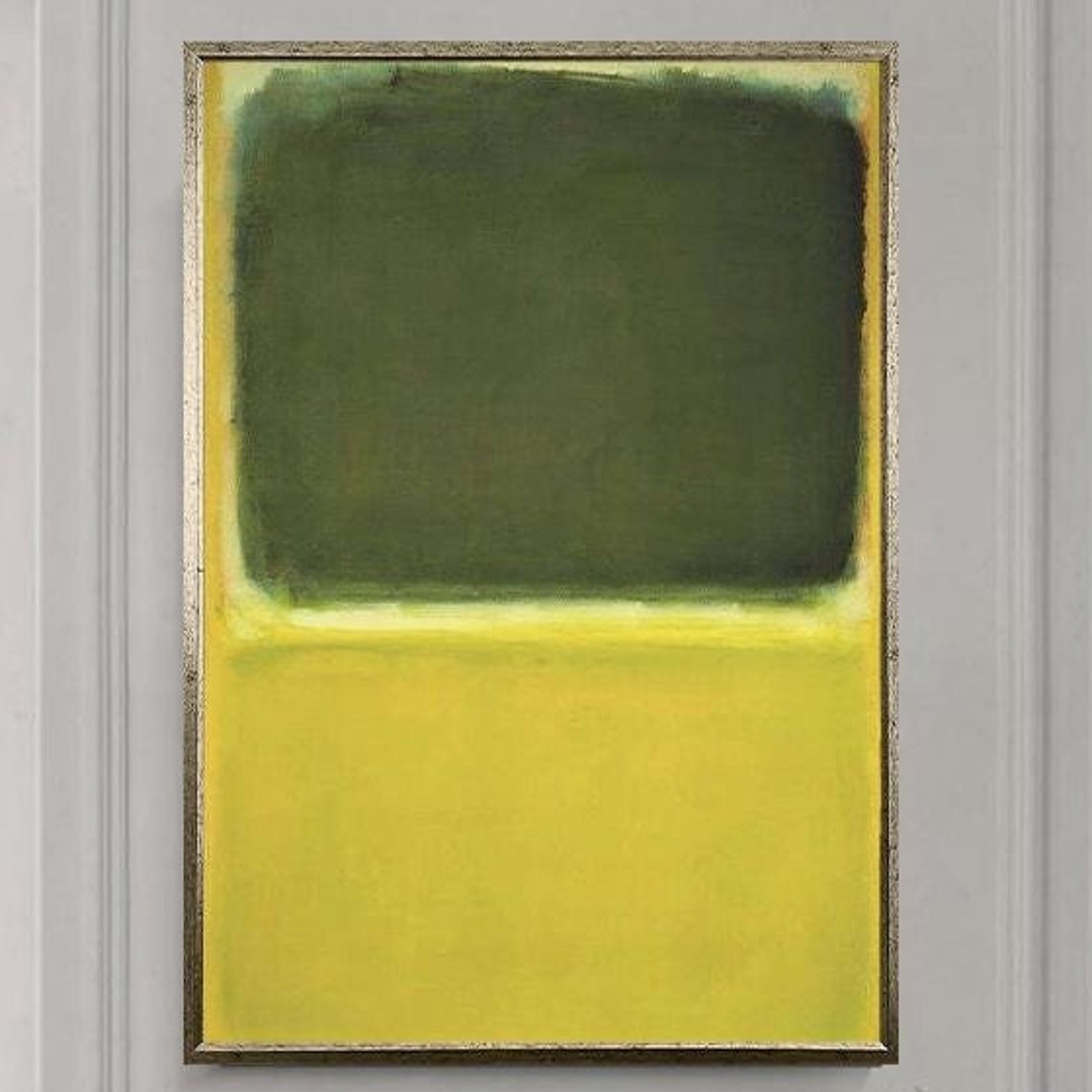 Olive Green And Golden Yellow Modern Color Field Abstract Wall Art