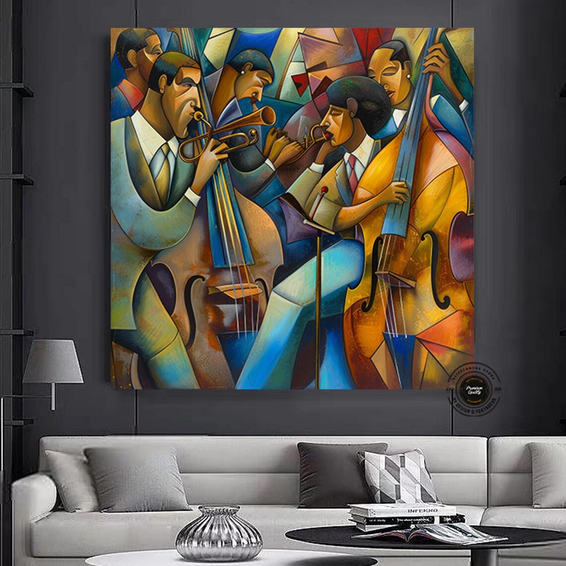 Jazz Orchestra Wall Decor, Picasso Style Art Print