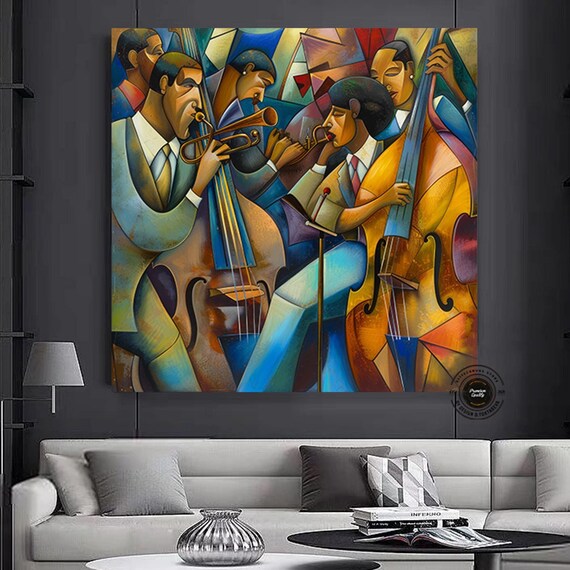 Jazz Orchestra Wall Decor, Picasso Style Art Print